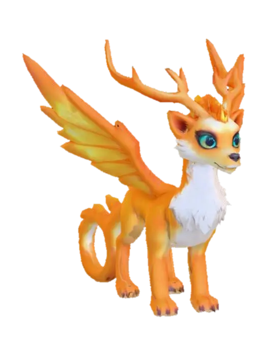 anime like pokemon, spiritual pets. fantasy,Stylized, epic and cute Peryton, mythical creature,… AI 생성 3D 모델