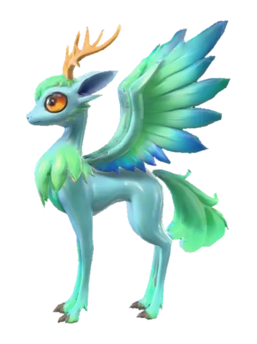 3D model for anime like pokemon, spiritual pets. fantasy,Stylized, epic and cute Peryton, mythical creature