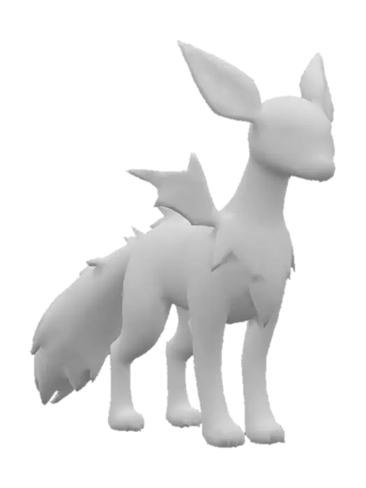 3D model for anime like pokemon, spiritual pets. fantasy, Stylized, epic.  deep magical forest mythical creature,