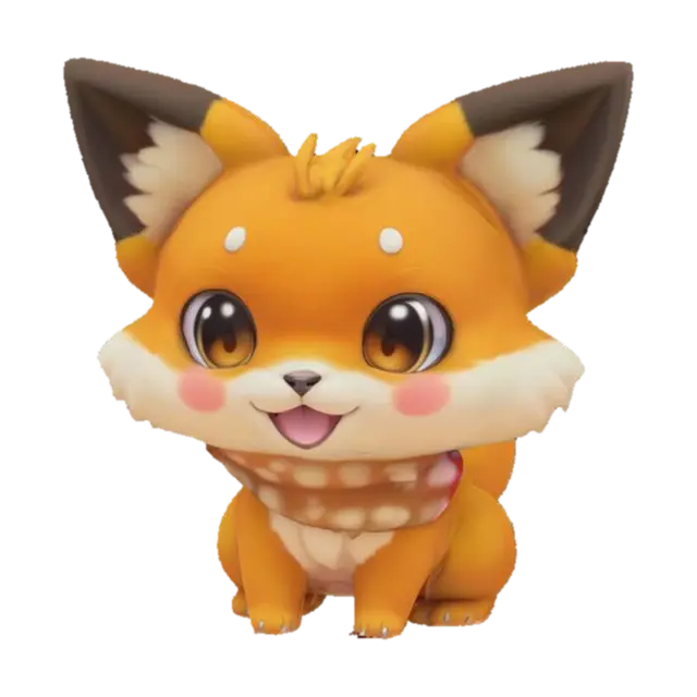 anime like pokemon, cute animal spiritual pets. fantasy, chibi baby 3D model, vytvořený pomocí AI