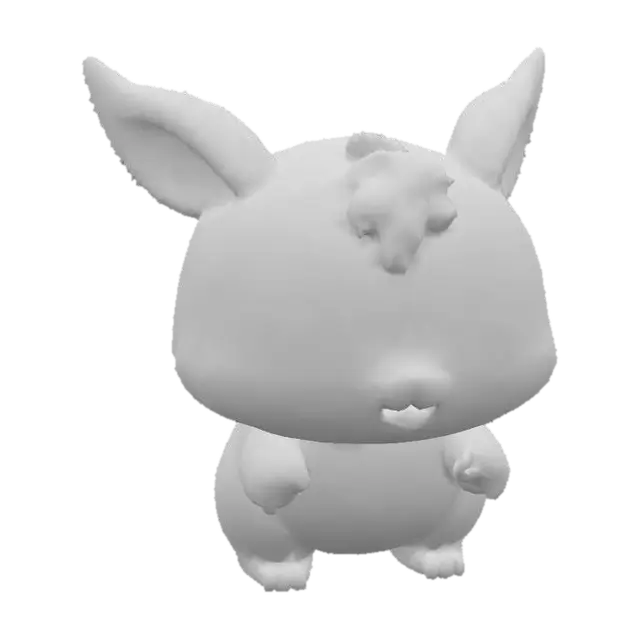 3D model for anime like pokemon, cute animal spiritual pets. fantasy, chibi baby
