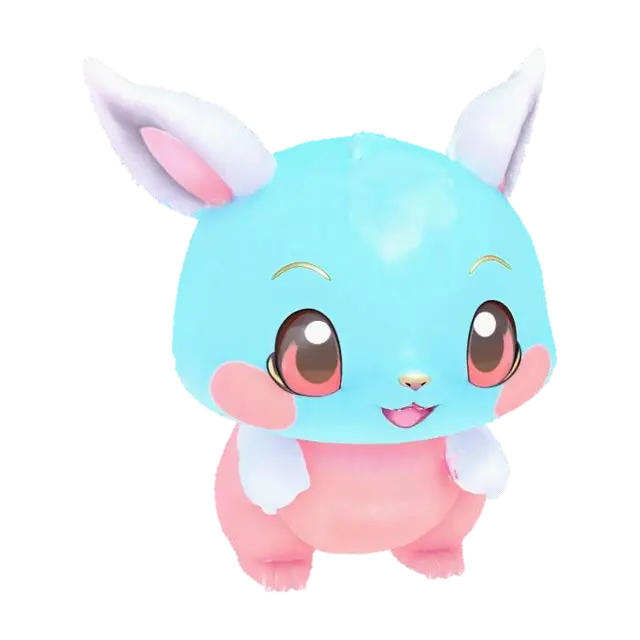 3D model for anime like pokemon, cute animal spiritual pets. fantasy, chibi baby
