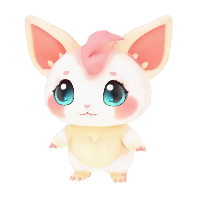 3D model for anime like pokemon, cute animal spiritual pets. fantasy, chibi baby
