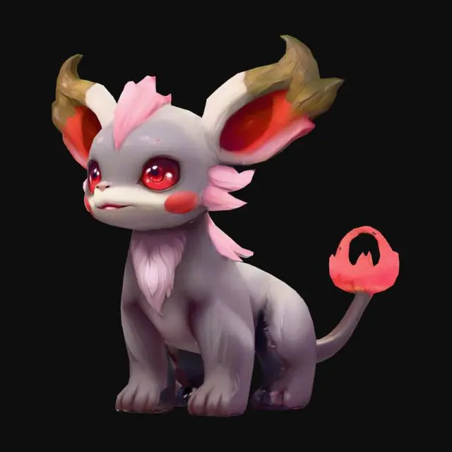 3D model for anime like pokemon, spiritual pets. fantasy,Stylized, epic and cute deep wood, magical forest mythical creature,