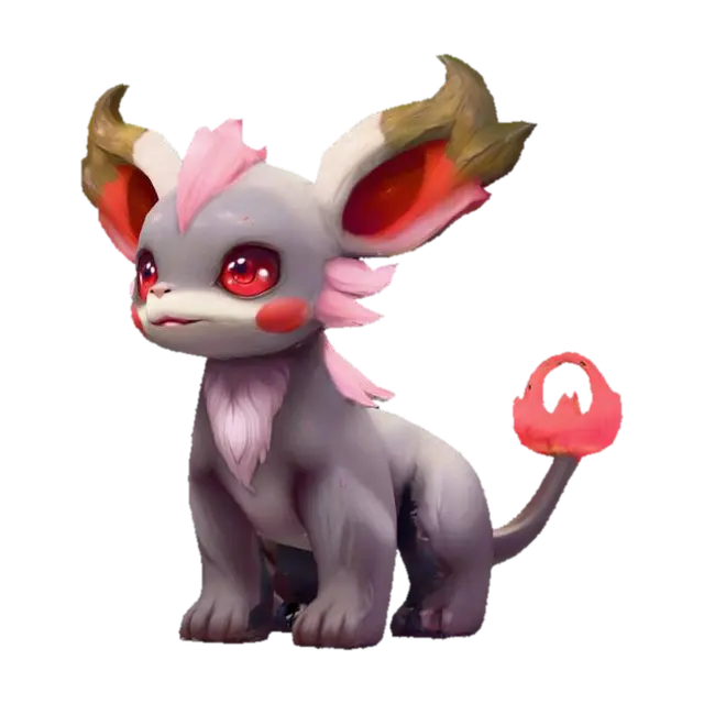 3D model for anime like pokemon, spiritual pets. fantasy,Stylized, epic and cute deep wood, magical forest mythical creature,