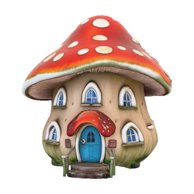 Mushroom Cottage - Fantastical 3D model, vytvořený pomocí AI