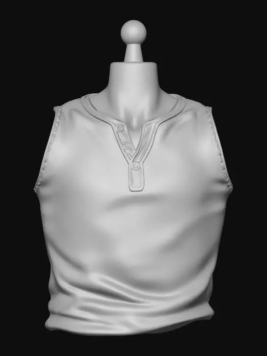 3D model for Navy Henley Tank Top