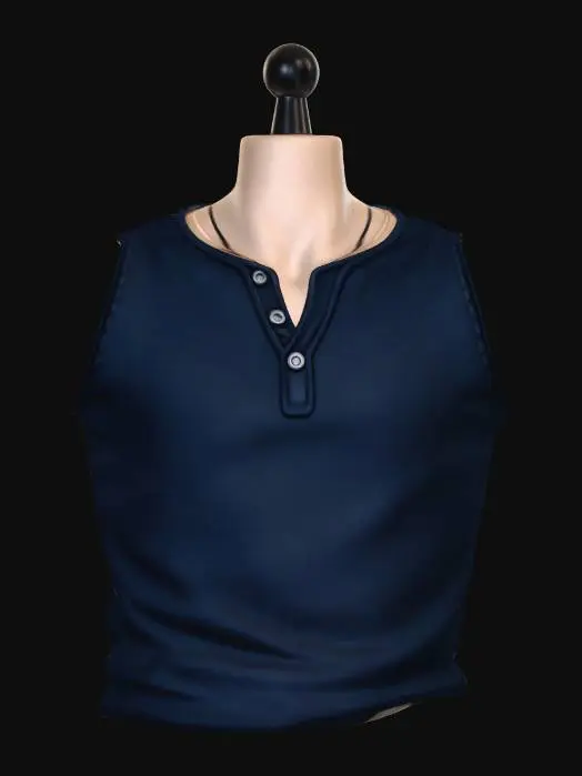 3D model for Navy Henley Tank Top