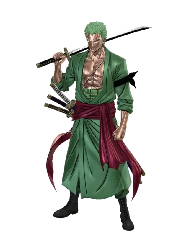 Roronoa Zoro - Luffy 3D model, vytvořený pomocí AI