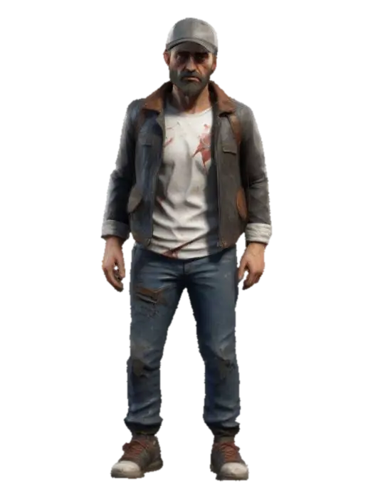 A low poly stylized post apocalyptic male survivor with small beard and hair, with… - Cap 3D model, vytvořený pomocí AI