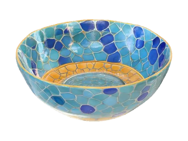 3D model for A contemporary porcelain serving plate with a wide, flat rim and a shallow, irregular basin, finished in a striking deep indigo blue glaze. The surface is exceptionally smooth and cool to the touch, reflecting ambient light with a profound, mirror-like gloss. Subtle, almost imperceptible raised geometric patterns provide a delicate texture, giving the plate a modern, sophisticated PBR appearance.