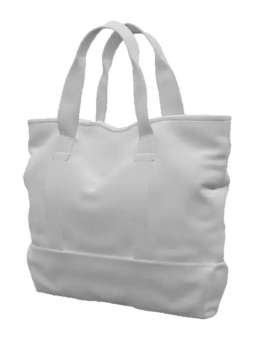 3D model for A utilitarian canvas tote bag, crafted from heavy-duty, deep forest green canvas, giving it a rich, earthy color. Its classic rectangular shape is reinforced with strong stitching, and the rough, tightly woven fabric feels exceptionally sturdy and durable to the touch. It features a wide, open top and two robust canvas handles, offering a firm, somewhat coarse grip. The material is dense and firm, yet naturally flexible, perfect for carrying heavy loads.