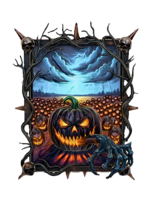 #Halloween2025#, Imagine a vibrant yet menacing painting of a vast pumpkin patch… - Twilight 3D model, vytvořený pomocí AI