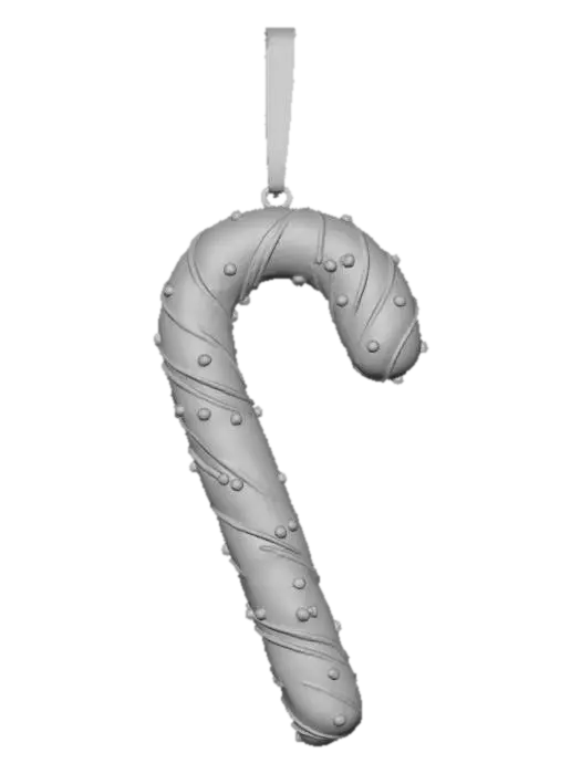 3D model for A delightful candy cane ornament, twisted into its iconic shape. The red stripes are made from polished, enameled crimson metal, bold and vibrant. The white stripes are crafted from opaque, frosted glass, perfectly simulating a sugar-dusted, icy appearance. Scattered across its surface are tiny, brilliant clear quartz crystals, catching the light like individual sugar grains. This ornament offers a charming mix of glossy metal and subtly textured, cool frosted glass. #Christmas2025#