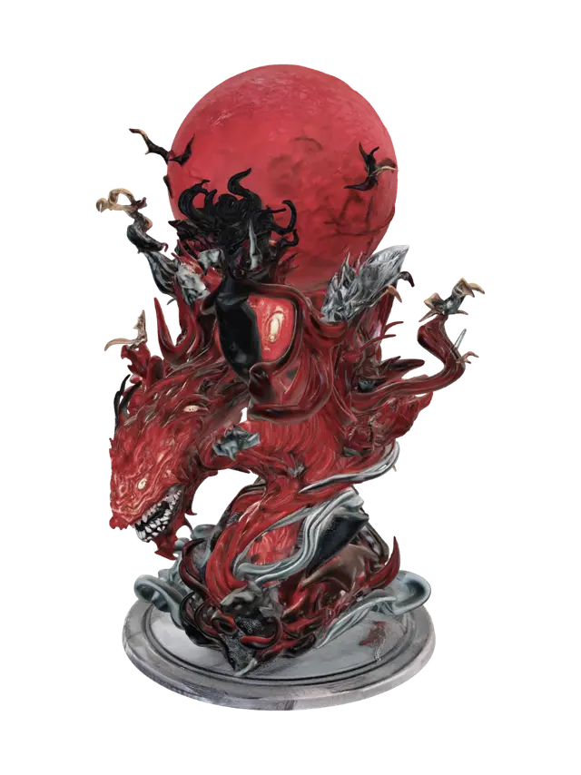Crimson Moon Ascension 3D model, vytvořený pomocí AI