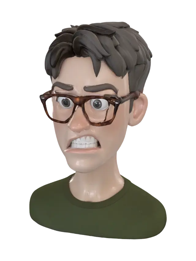 Curious Scholar 3D model, vytvořený pomocí AI