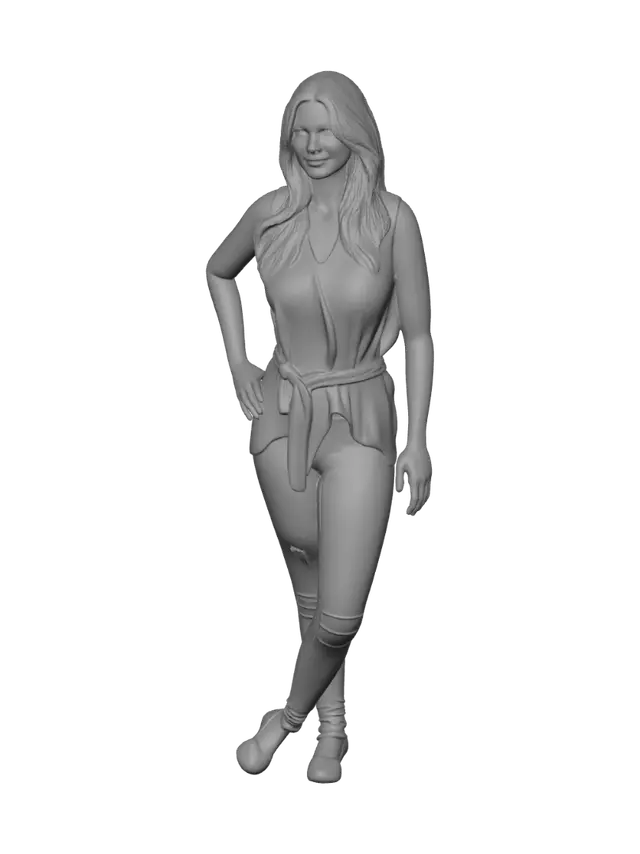 3D model for White Belted Sleeveless Top with Jeans