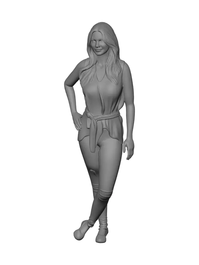 3D model for White Belted Sleeveless Top with Jeans