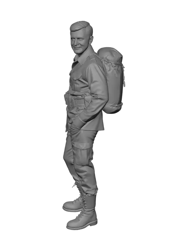 3D model for use British uniform, faces, ww2 for with boots , flames of war body. texture trousers, jacket, ruck sack