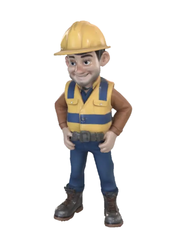 Modello 3D The realistic 3d model of an gently smiling construction worker with his… - Constructionworker, generato dall’IA