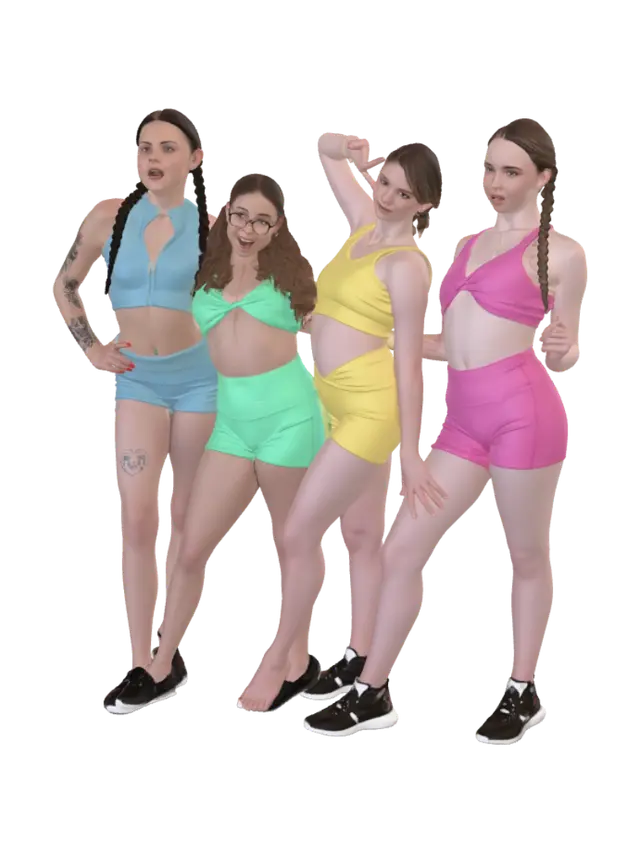 Vibrant Poolside Quartet - Umbrella 3D model, vytvořený pomocí AI