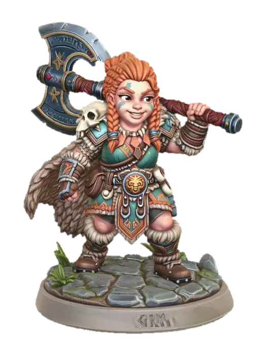 Grim Axewielder - Axeman 3D model, vytvořený pomocí AI