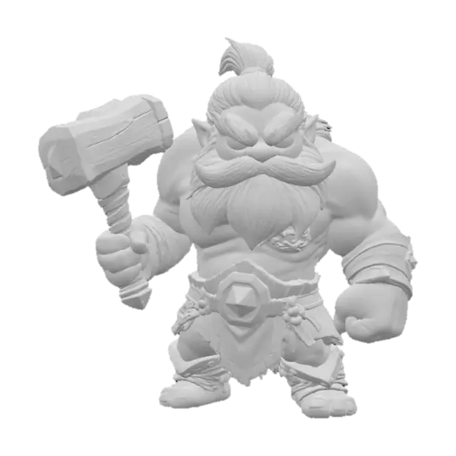 3D model for A 3D image of a chibi-style Dungeons & Dragons giant holding a club.  Action pose.  Thick and bold details.  Highly stylized.  White or transparent background.