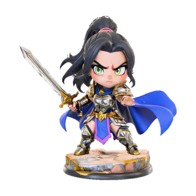 A 3D image of a chibi-style Dungeons & Dragons female Latinx Paladin wearing plate… 3D model, vytvořený pomocí AI