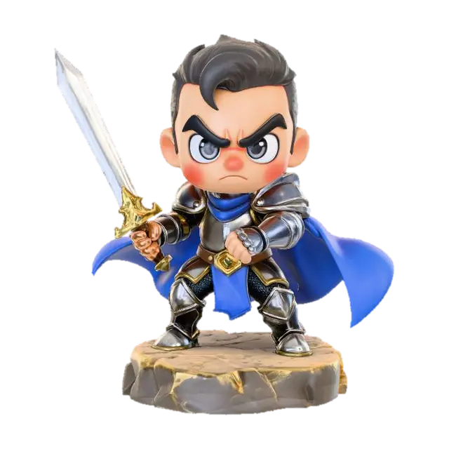 A 3D image of a chibi-style Dungeons & Dragons male Latinx Paladin wearing plate… 3D model, vytvořený pomocí AI