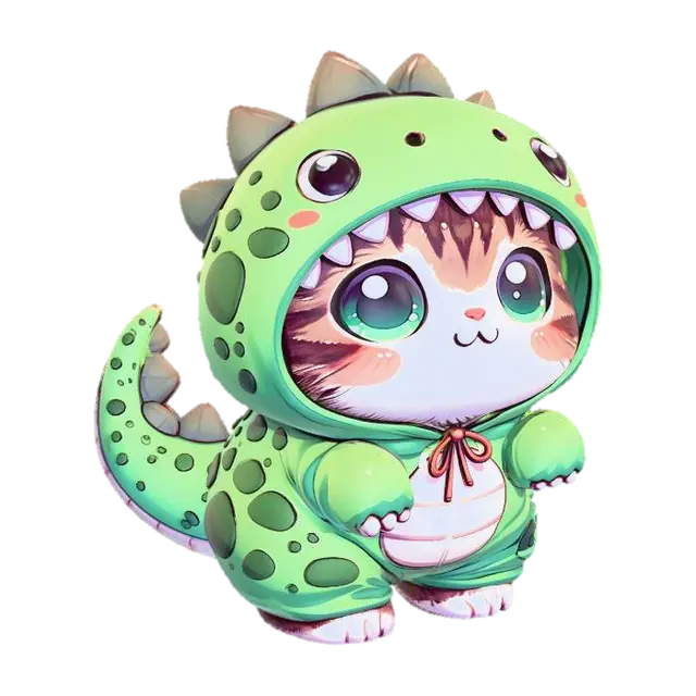 DinoKitty - Crossover 3D model, vytvořený pomocí AI