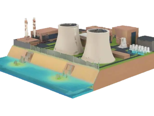 Nuclear Energy Facility 3D model, vytvořený pomocí AI