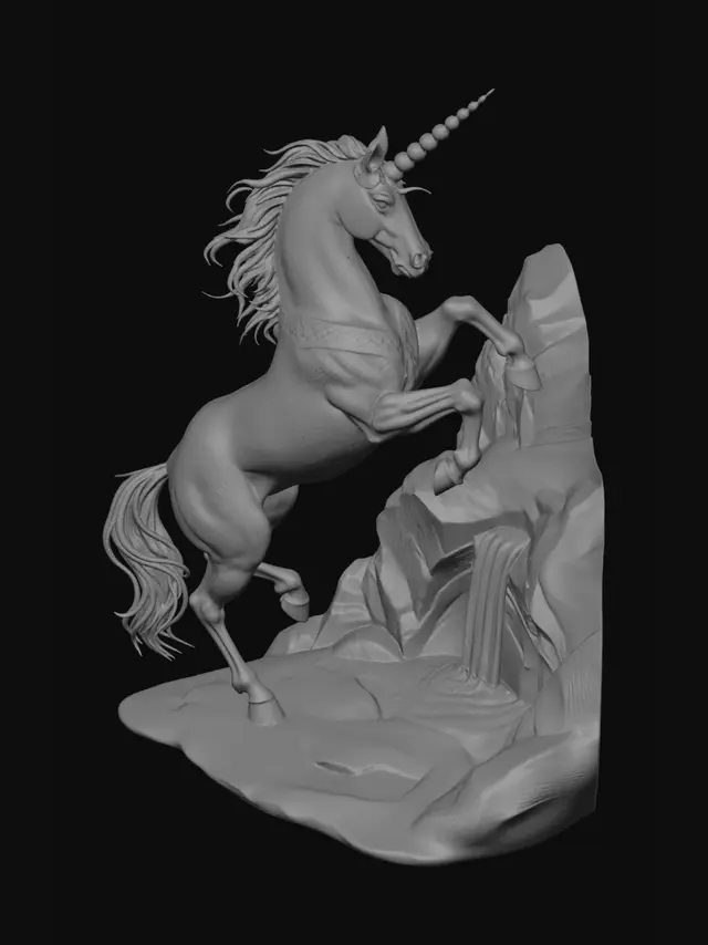 3D model for Golden Unicorn at the Fiery Falls