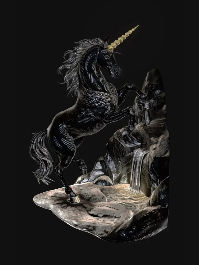 3D model for Golden Unicorn at the Fiery Falls