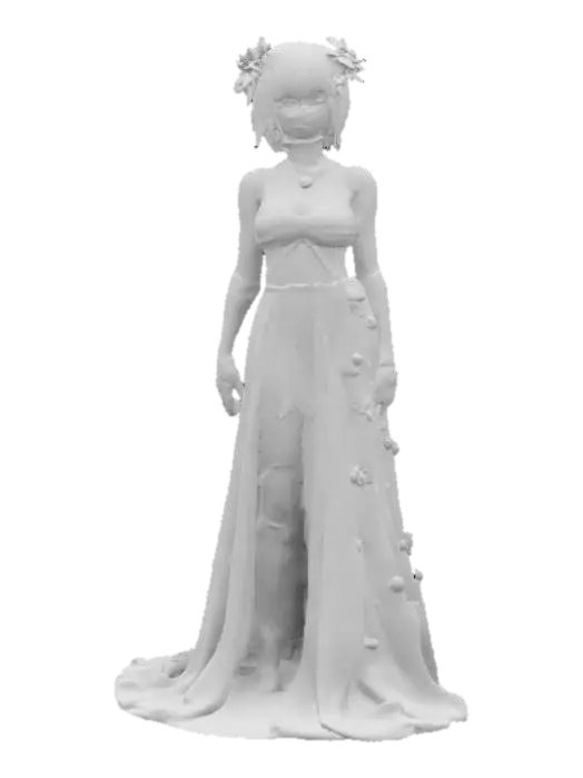 3D model for Alfons Mucha style illustration of a robotic android Goddess of nature full body PURPLE HAIRED GLASSES BEAUTY!, #fairy#