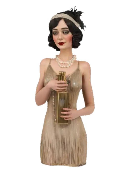 [Long Island] female character bust from 1920s Jazz Era game, flapper dress, fringe,…-3D-modell, genererad av AI