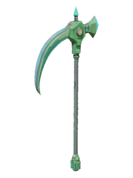 A retro-gaming inspired futuristic scythe module, ready for robot arm integration.… 3D model, vytvořený pomocí AI