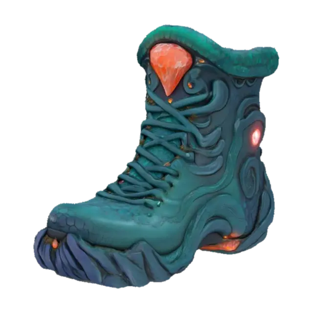 A dark and mystical energy boot fit for the sea witch of The Little Mermaid, made of… 3D model, vytvořený pomocí AI