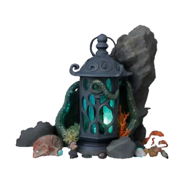 A dark and mystical Lantern fit for the sea witch of The Little Mermaid, made of… - Coral 3D model, vytvořený pomocí AI