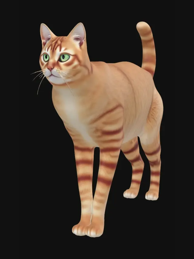 3D model for ordinary ginger cat looking like the cat from stray but without anything. No backpacks just a clean ginger cat. he will be standing, he has green eyes