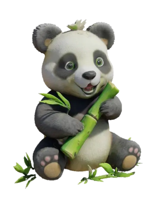 [China] Panda eating bamboo, #AroundTheWorld# - Asia 3D model, vytvořený pomocí AI