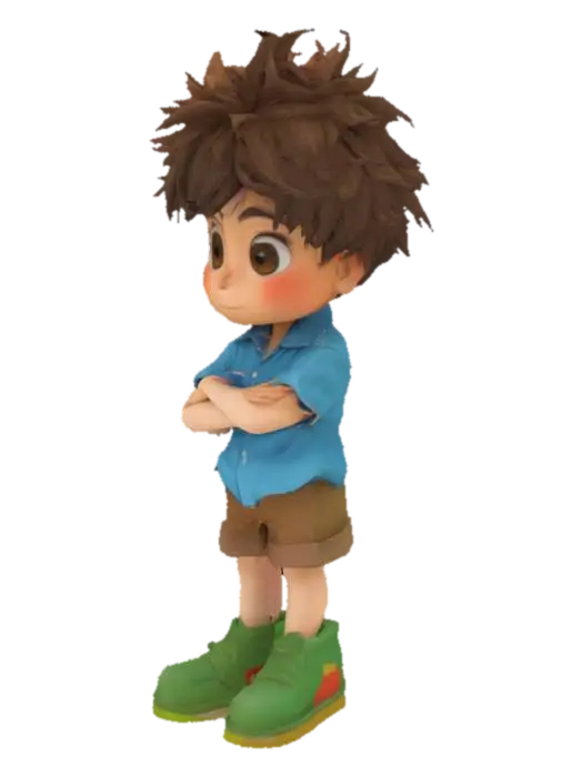 little boy, ghibli style 3D model, vytvořený pomocí AI