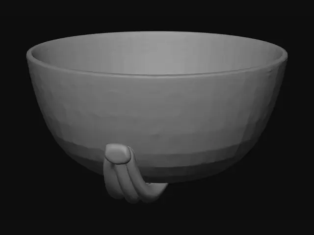 3D model for Green Hand on a Cream Bowl