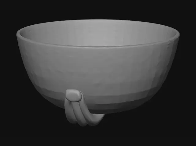 3D model for Green Hand on a Cream Bowl