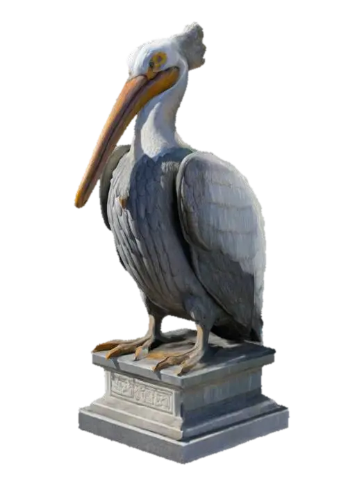 Statue of a pelican god 3D model, vytvořený pomocí AI