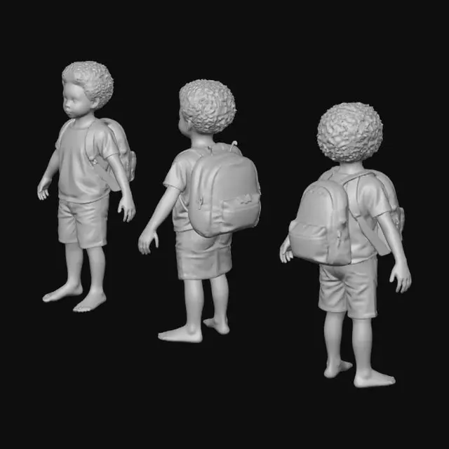 3D model for Three Perspectives of a Child with a Backpack