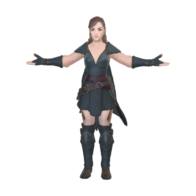 Eine Frau in Schwart - Sideview 3D model, vytvořený pomocí AI