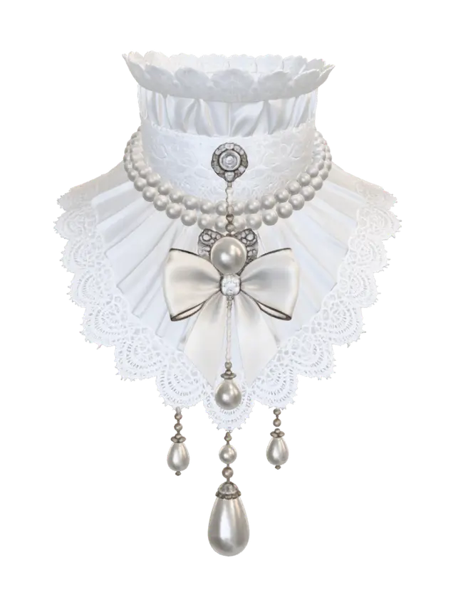 3D model for Pearl Lace Choker with Bow Pendant