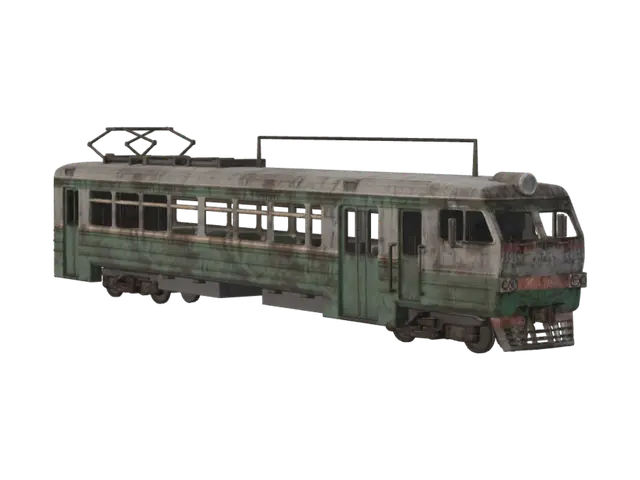 Rustbound Tram 3D model, vytvořený pomocí AI