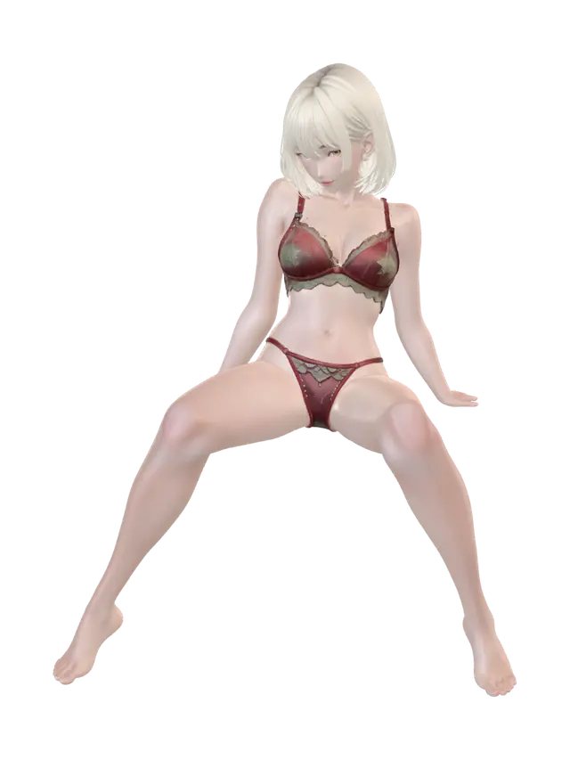 3D model for Blonde in Red Lace