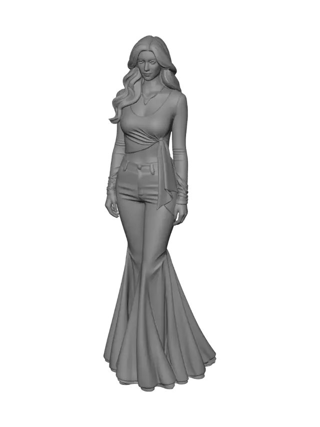 3D model for Azure Wrap Crop Top with White Mermaid Skirt